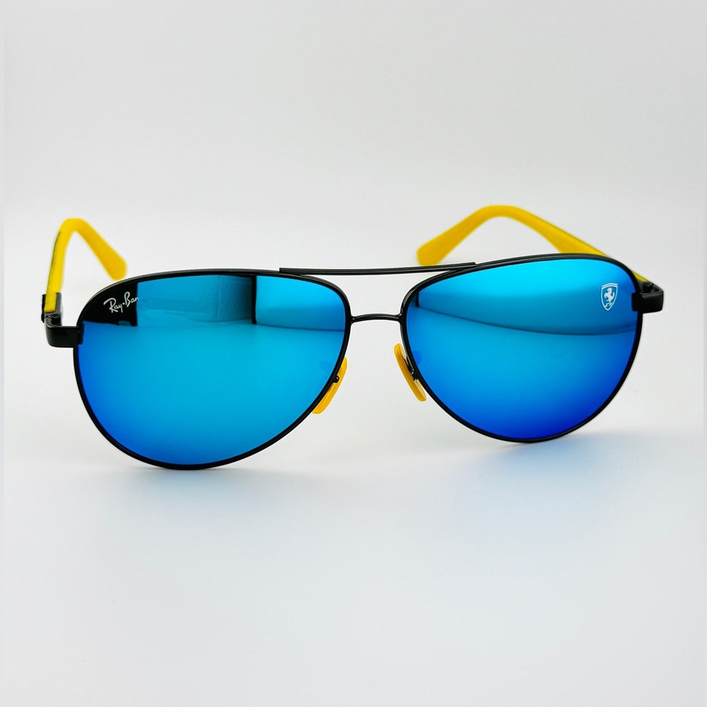 Ray-Ban Sunglasses RB8313M Scuderia Ferrari Black Frame with Blue Mirror lenses - Picture 8 of 16